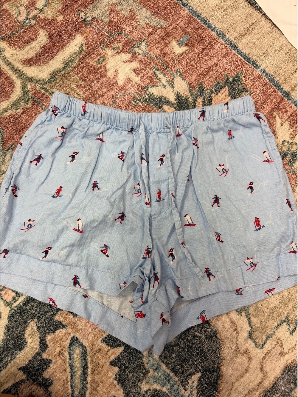 Auden Light Blue Boxer Shorts with Skiing Print, Size XS
